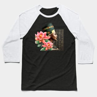 Queen Nefertiti With Pink Lotus Baseball T-Shirt